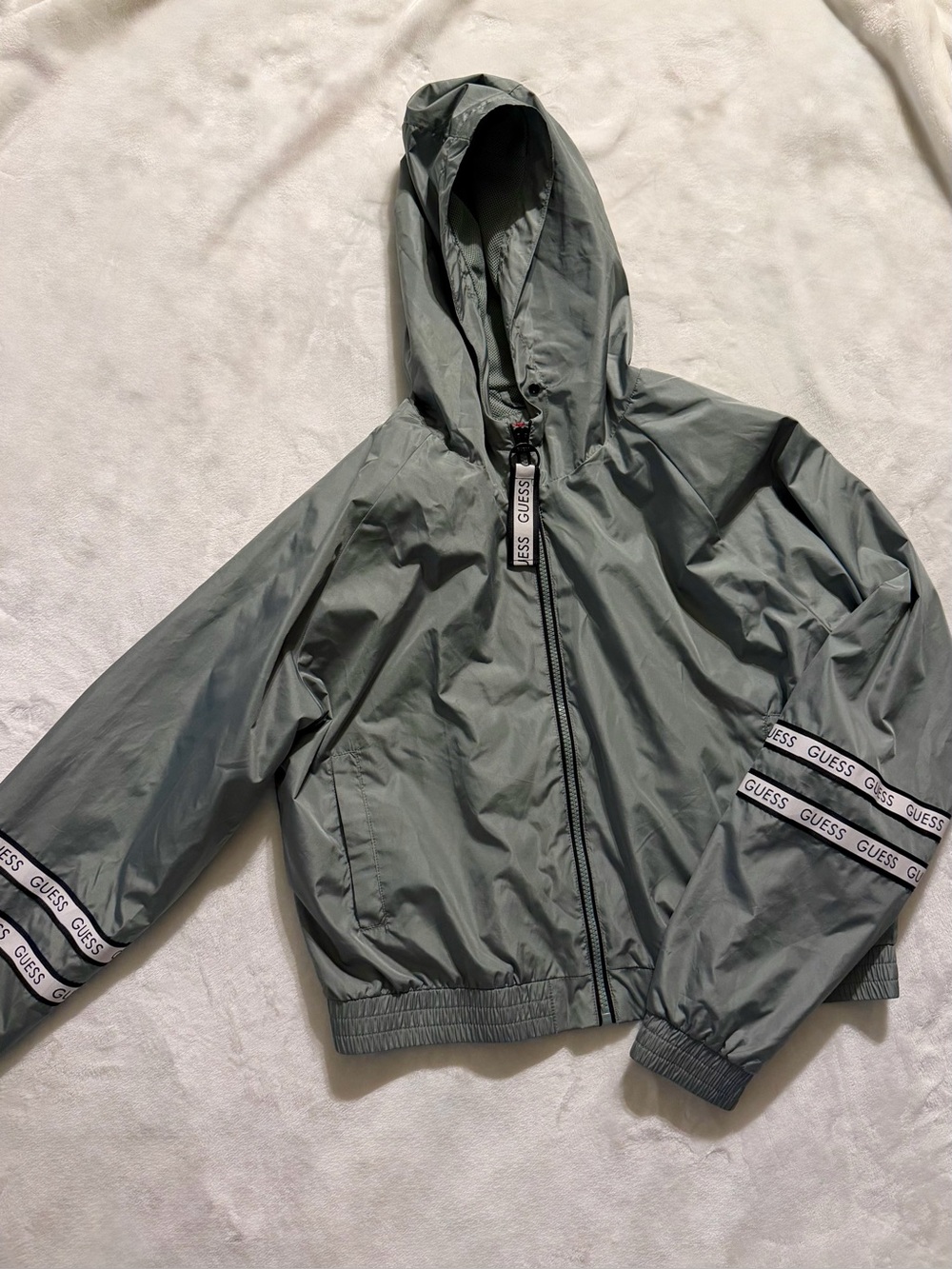 Guess Cropped Olive Green Windbreaker
